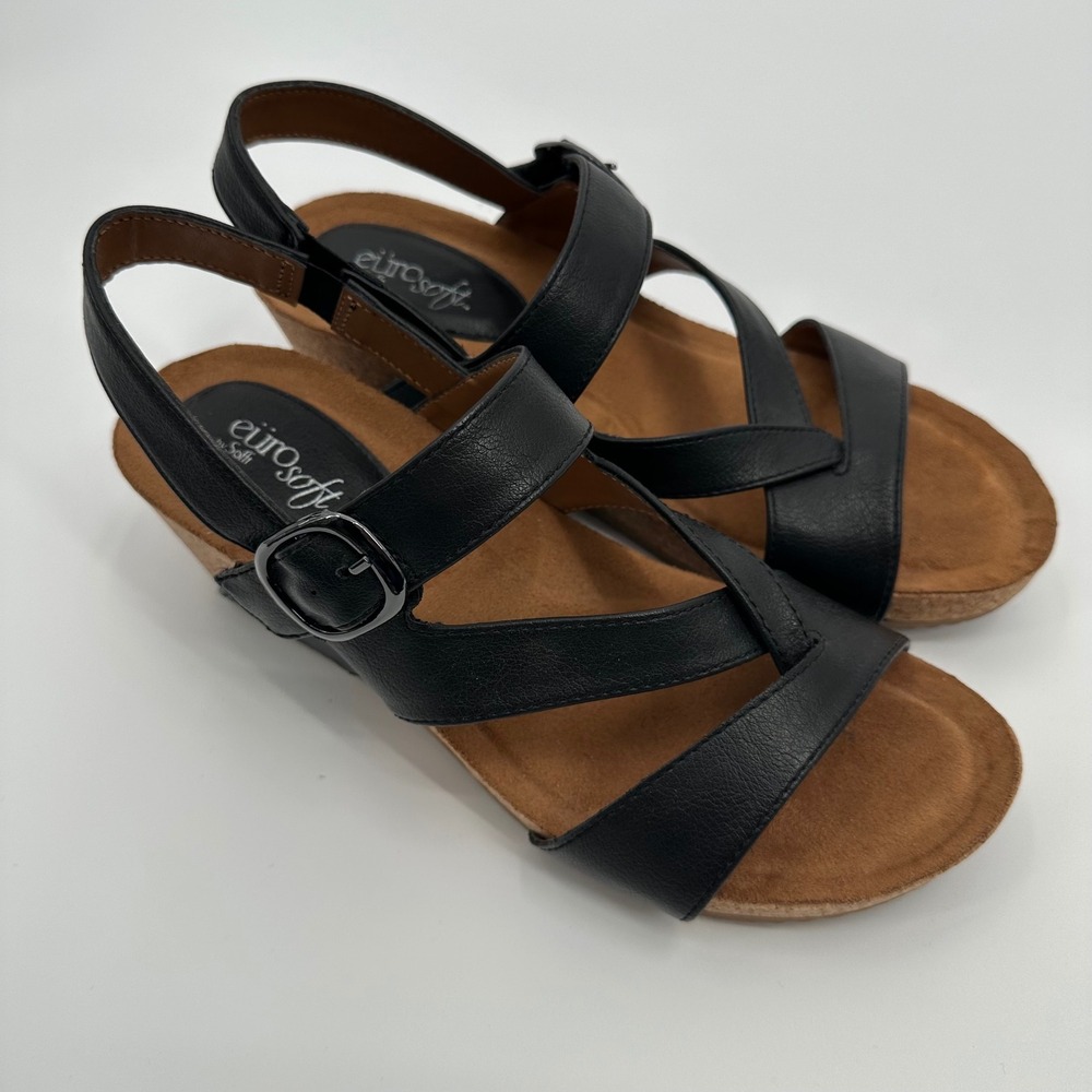 EuroSoft Evelyn Wedge Sandal Black Size 9.5 - Picture 8 of 12